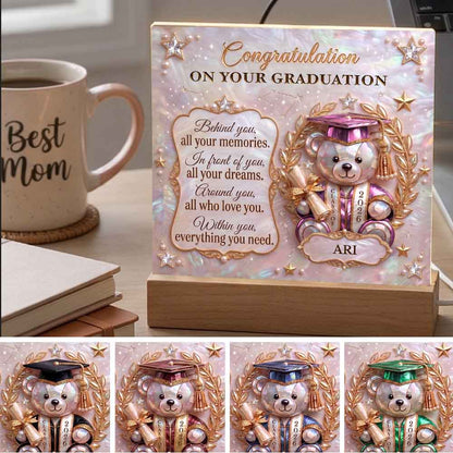 Graduation Bear Custom Printed Acrylic Keepsake Plaque