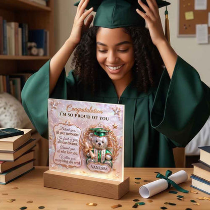 Graduation Bear Custom Printed Acrylic Keepsake Plaque