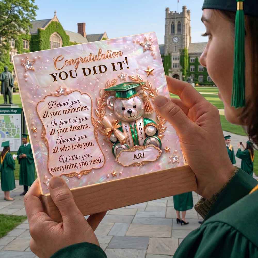 Graduation Bear Custom Printed Acrylic Keepsake Plaque