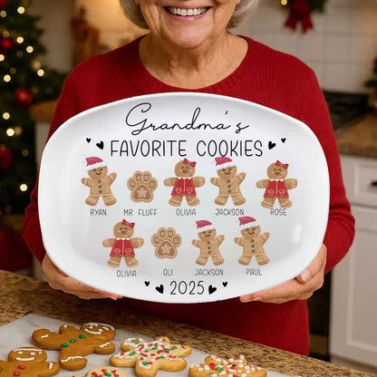 Personalized Grandma Mom Favorite Cookies Christmas Plate
