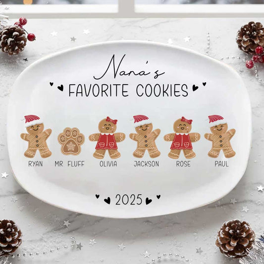 Personalized Grandma Mom Favorite Cookies Christmas Plate