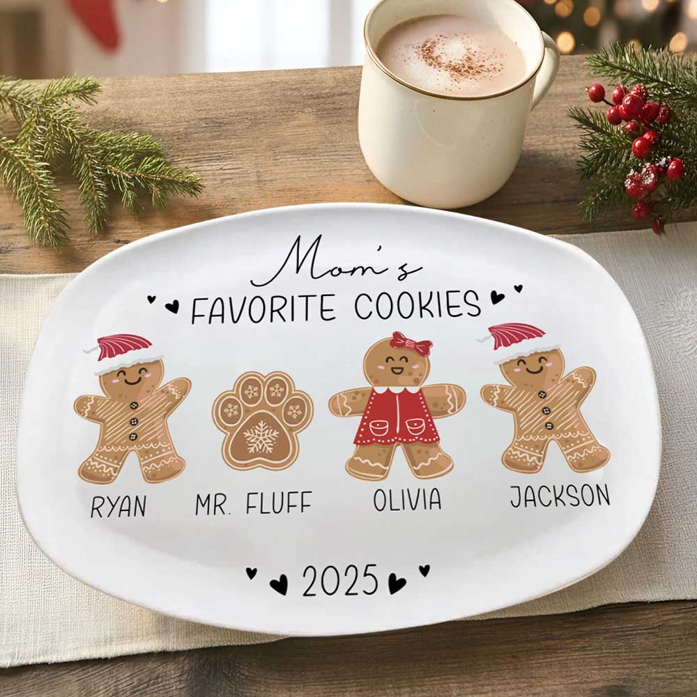 Personalized Grandma Mom Favorite Cookies Christmas Plate