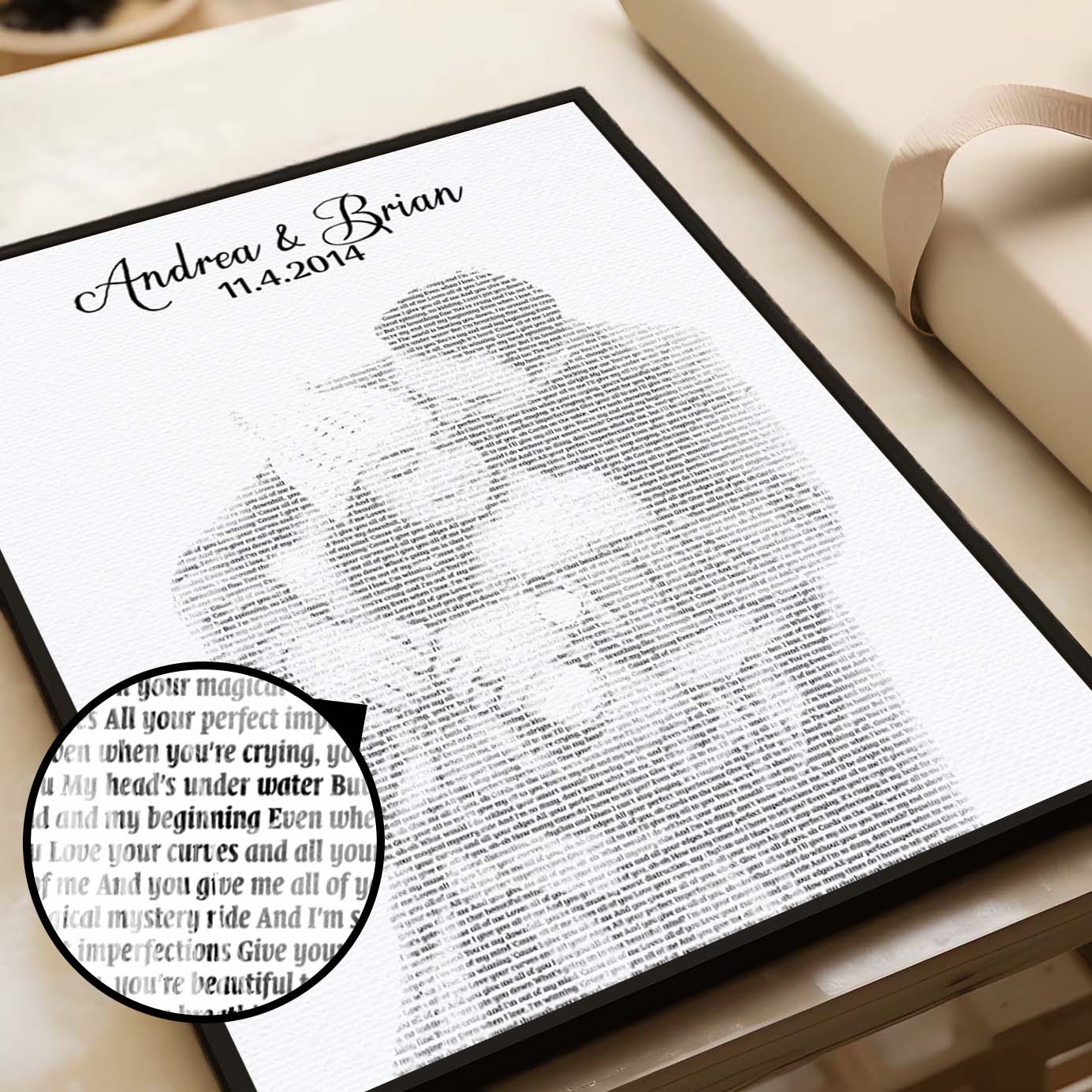 Hidden Song Lyrics on Couple Portrait Custom Canvas