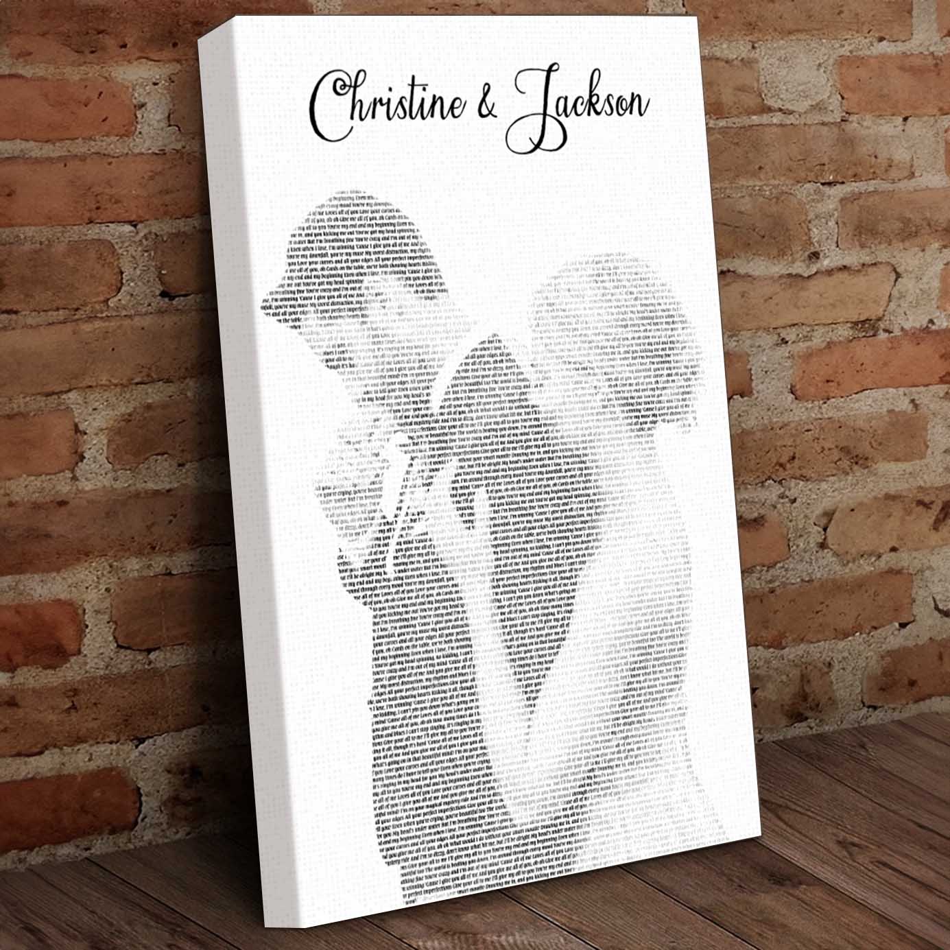 Hidden Song Lyrics on Couple Portrait Custom Canvas