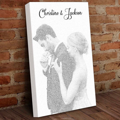 Hidden Song Lyrics on Couple Portrait Custom Canvas