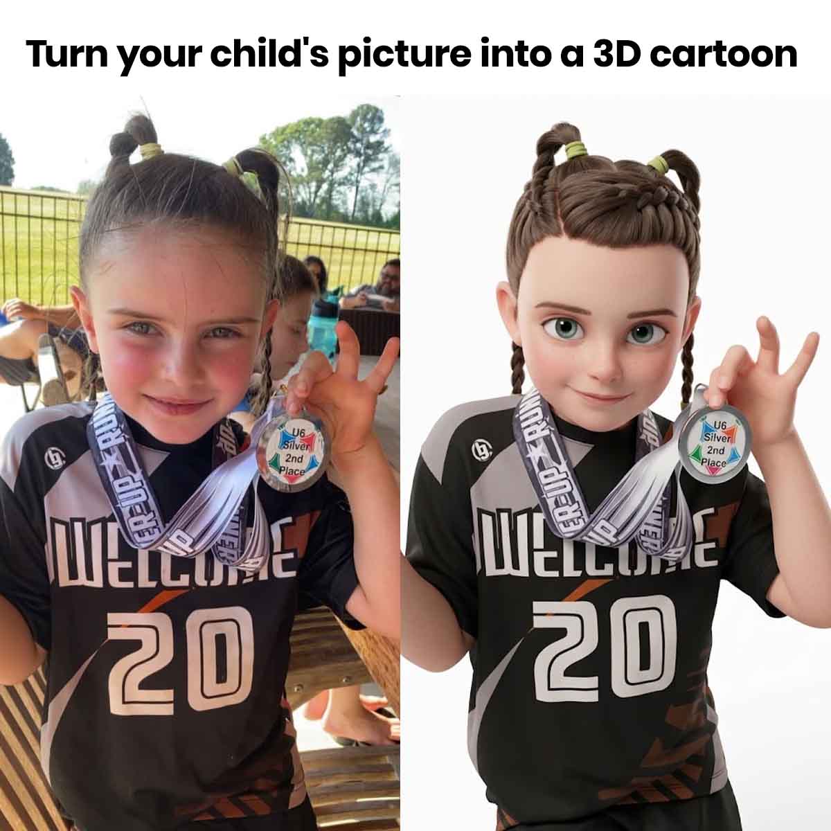I AM Custom 3D Cartoon Portrait Positive Affirmations for Kids Canvas Poster
