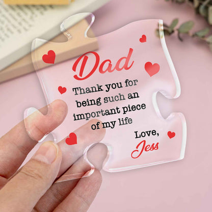 Important Piece Custom Puzzle Keepsake For Mom Dad