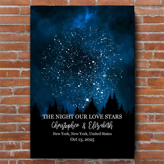Our Starry Night Custom Star Map Premium Canvas