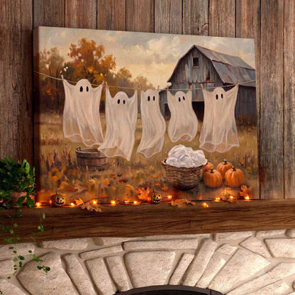 The Laundry Ghosts Rustic Fall Barn Halloween Decor Canvas Poster