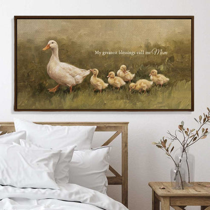 Following Mama Duck Custom Canvas Gift For Mom Grandma