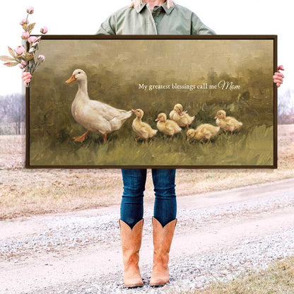 Following Mama Duck Custom Canvas Gift For Mom Grandma