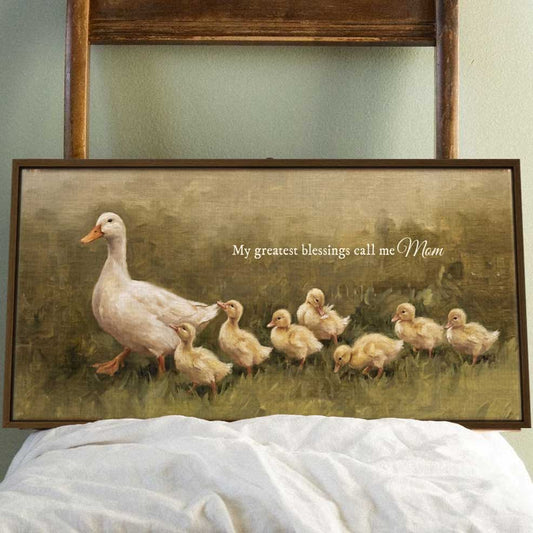 Following Mama Duck Custom Canvas Gift For Mom Grandma