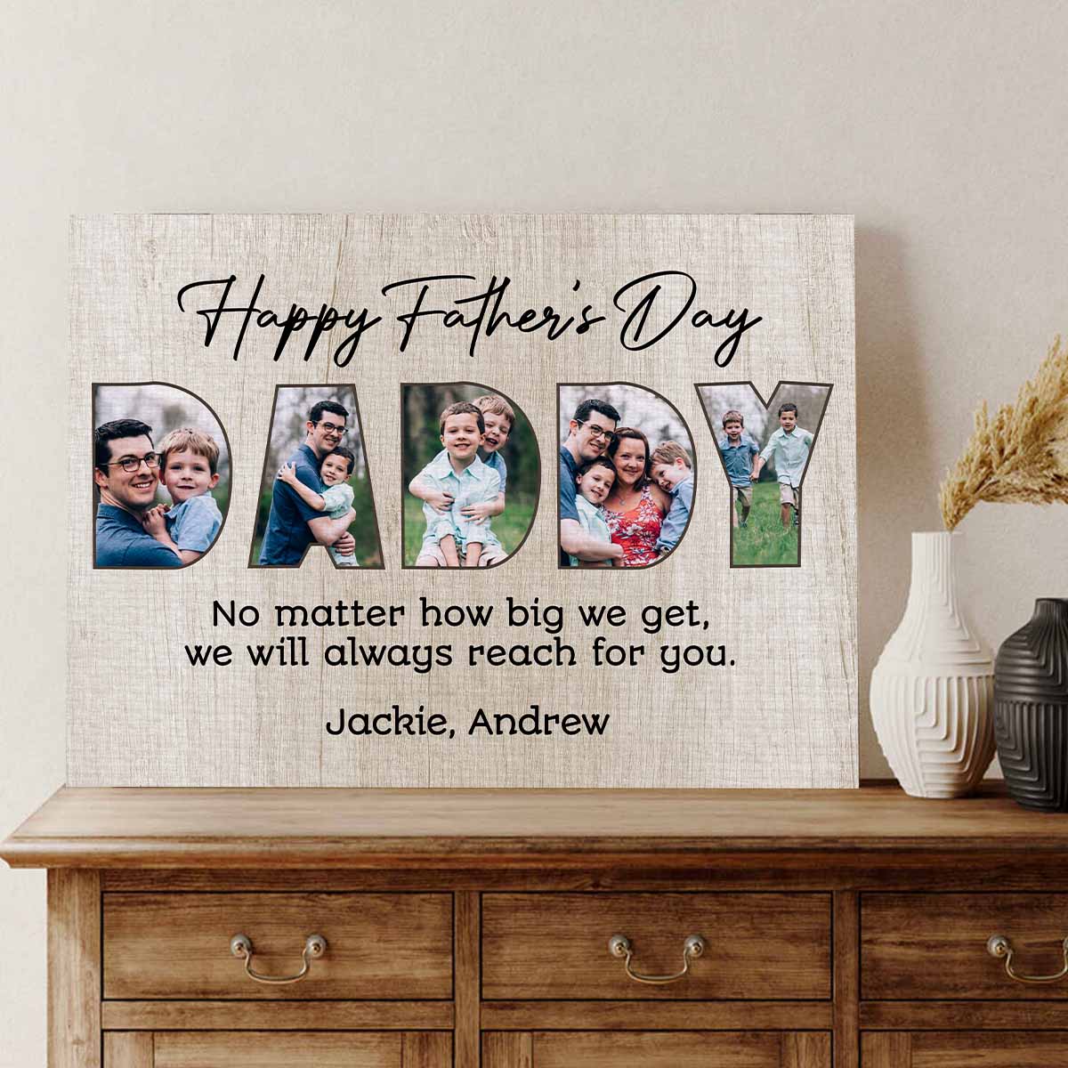 Happy Father's Day Daddy Custom Photo Canvas