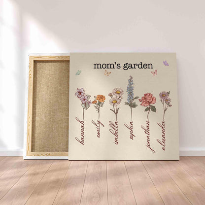 Grandma/Mom's Garden Custom Canvas with Kids Name and Birth Flower