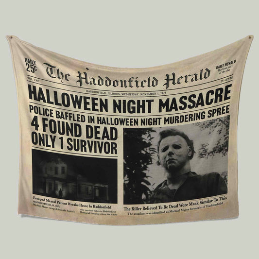 1978 Halloween Night Massacre Michael Myers Newspaper Blanket