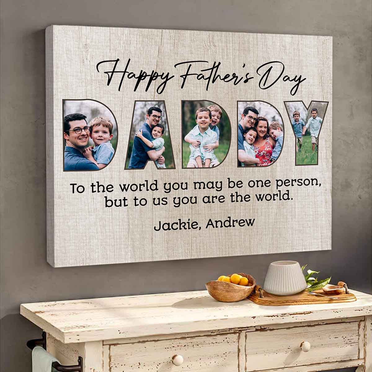 Happy Father's Day Daddy Custom Photo Canvas