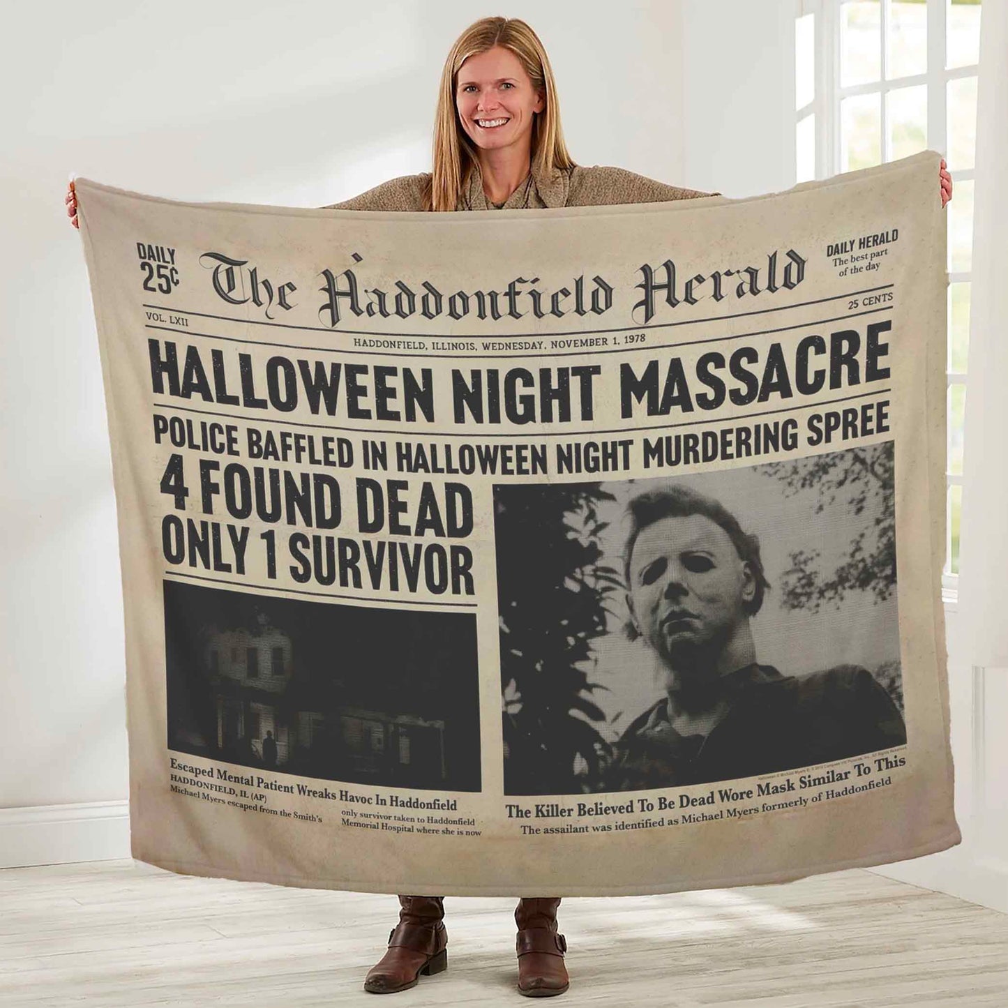 1978 Halloween Night Massacre Michael Myers Newspaper Blanket