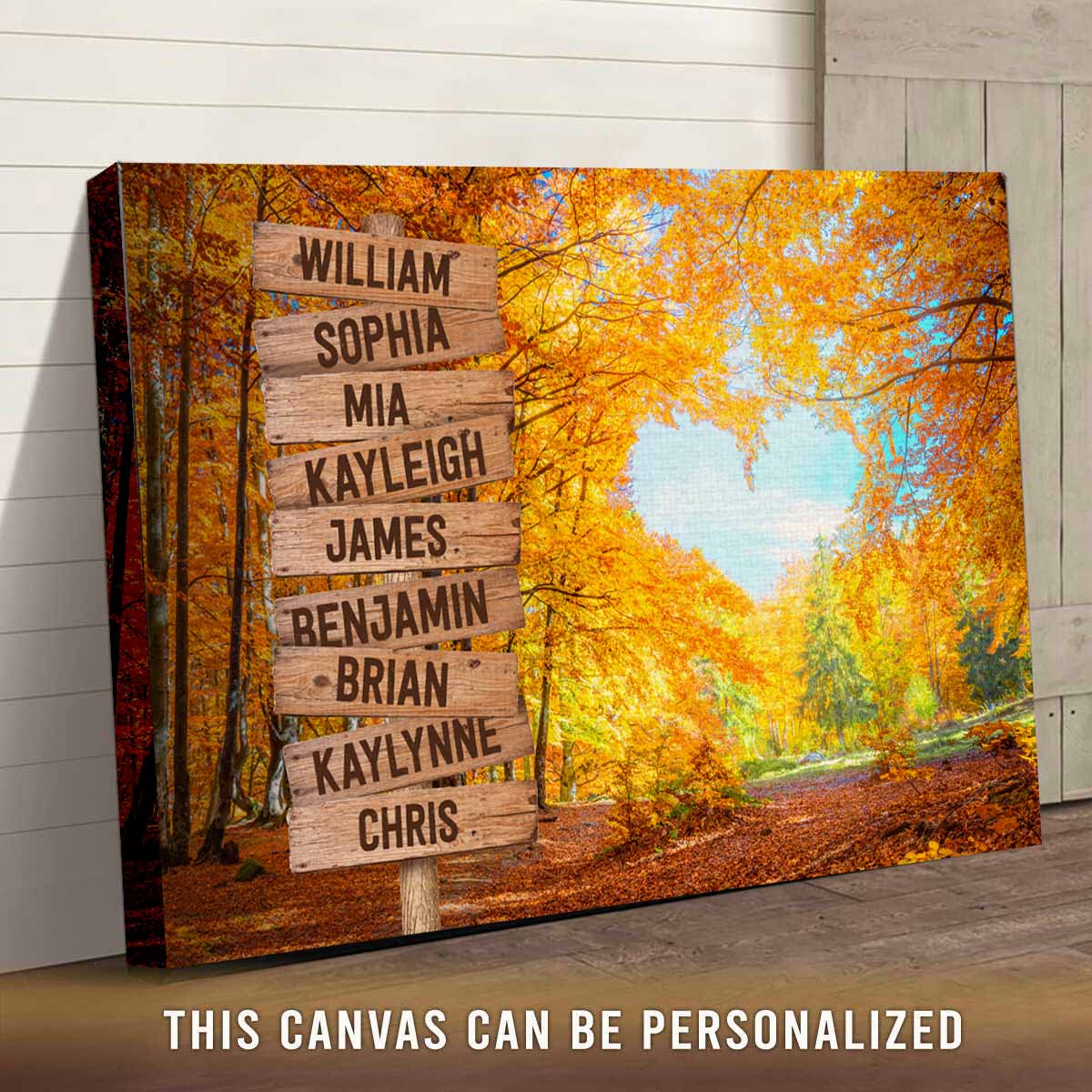Autumn Love Custom Family Names Premium Canvas