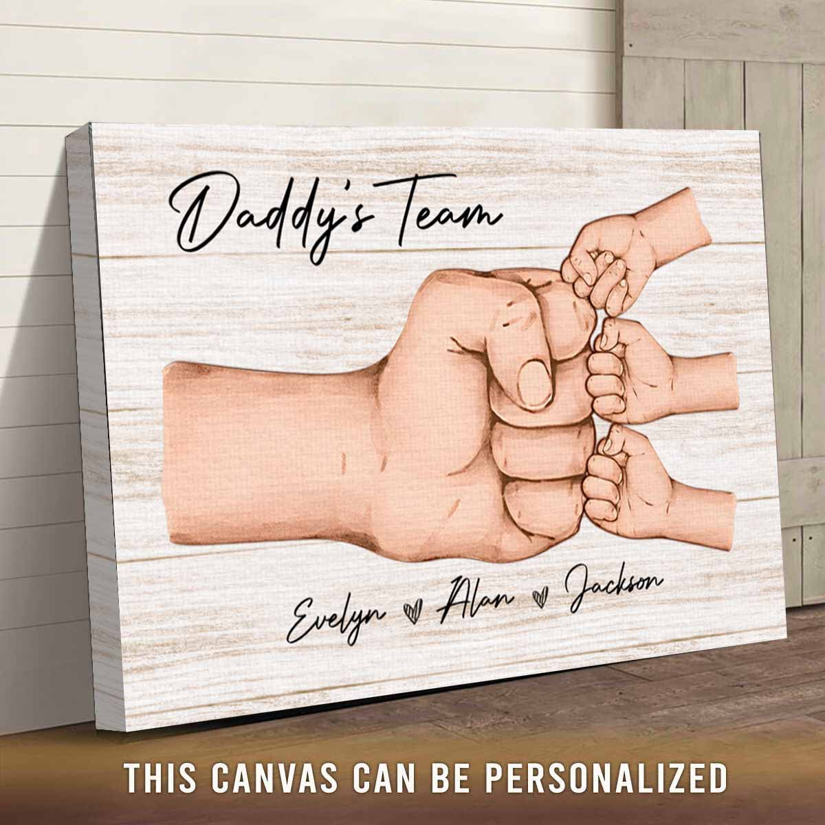 Custom Daddy's Team Fist Bump Premium Canvas Gift
