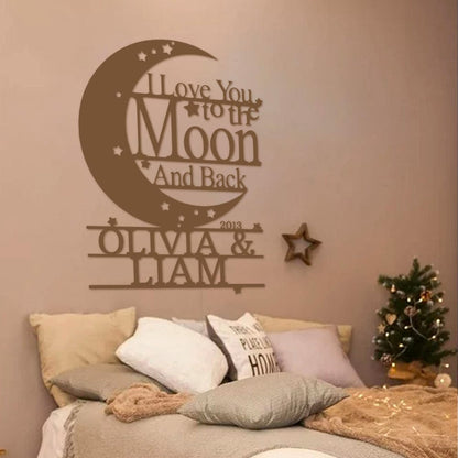 To The Moon And Back Custom Name Date Sign