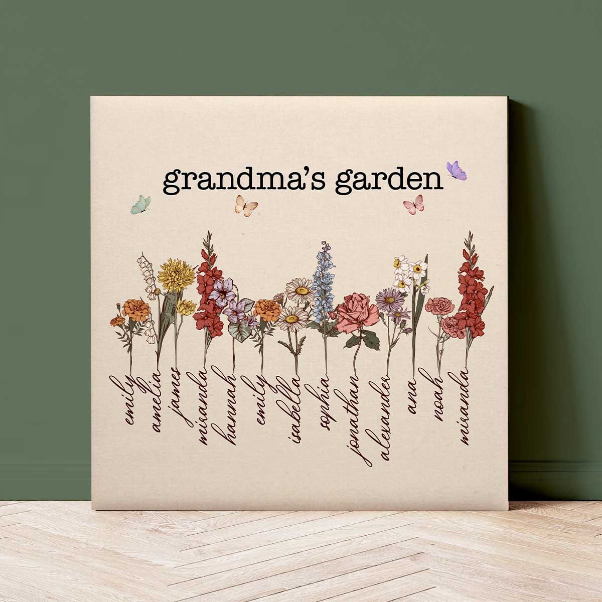 Grandma/Mom's Garden Custom Canvas with Kids Name and Birth Flower