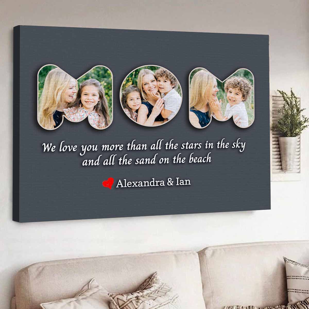 We Love You Custom Photo Canvas for Mom Dad