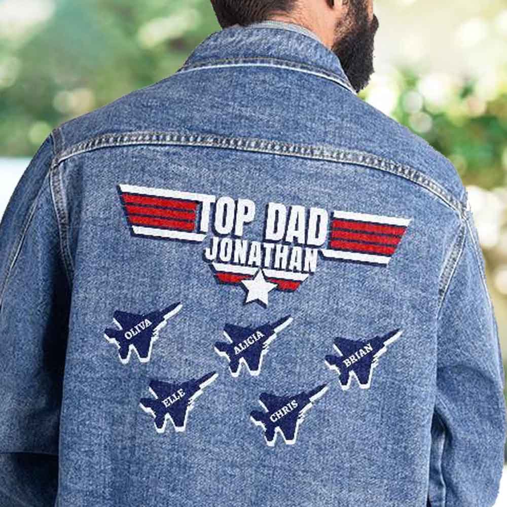 Top Dad Top Grandpa Custom Jean Jacket Gift