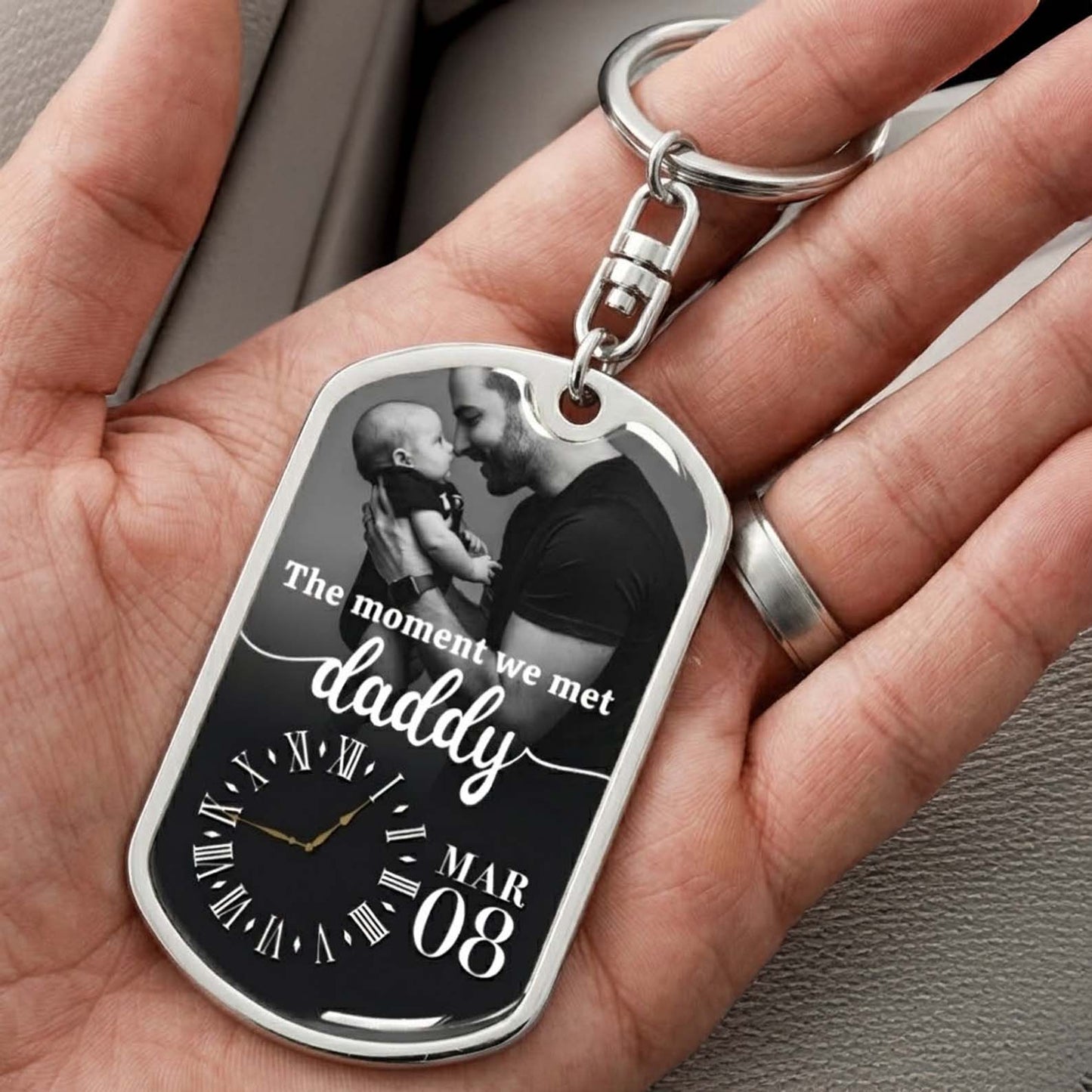 The Moment We Met Custom Keychain  For New Dad Grandpa