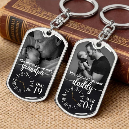 The Moment We Met Custom Keychain  For New Dad Grandpa