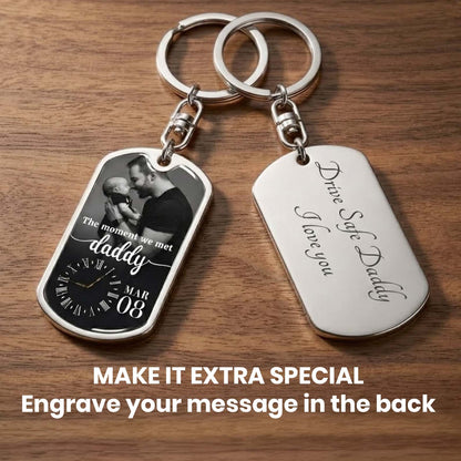 The Moment We Met Custom Keychain  For New Dad Grandpa