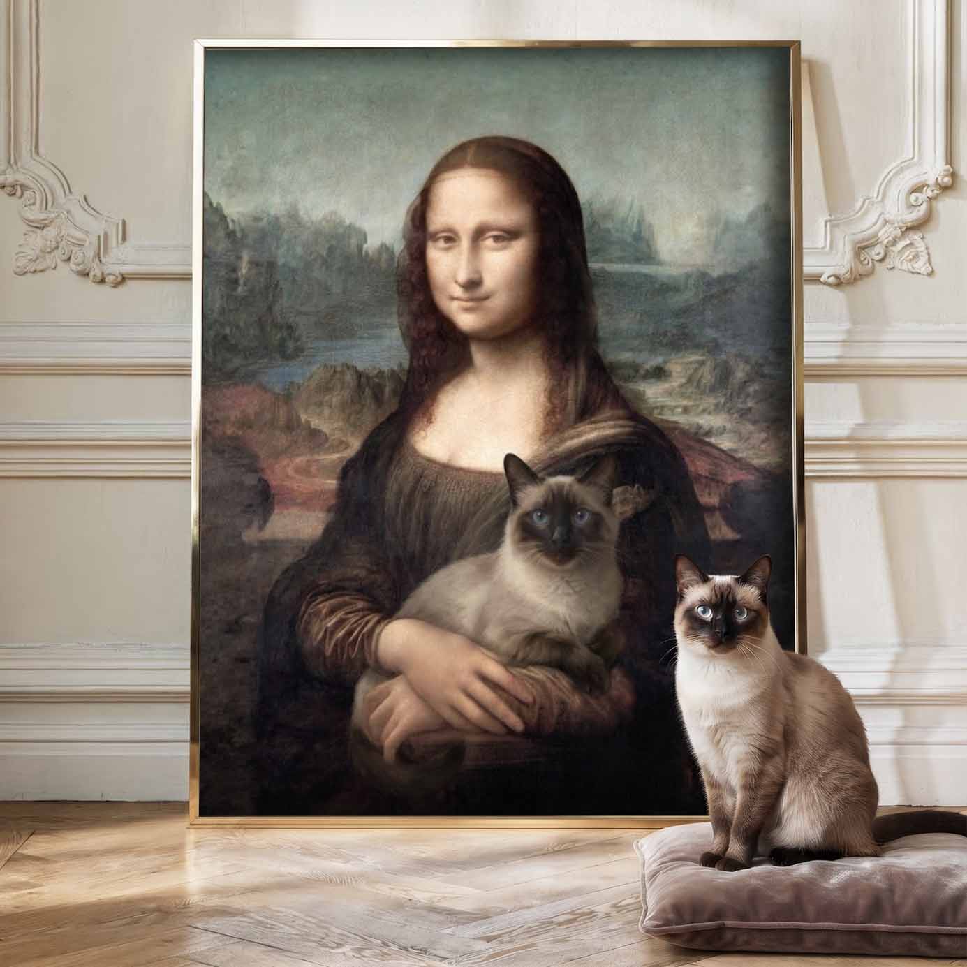 Mona Lisa And Your Pet Custom Canvas Poster