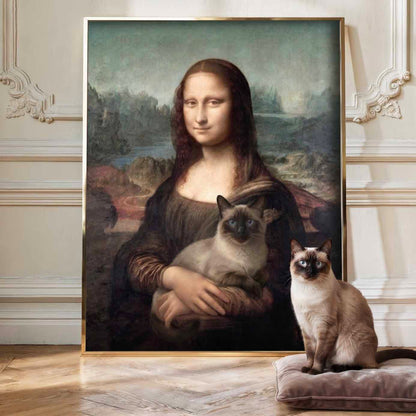 Mona Lisa And Your Pet Custom Canvas Poster