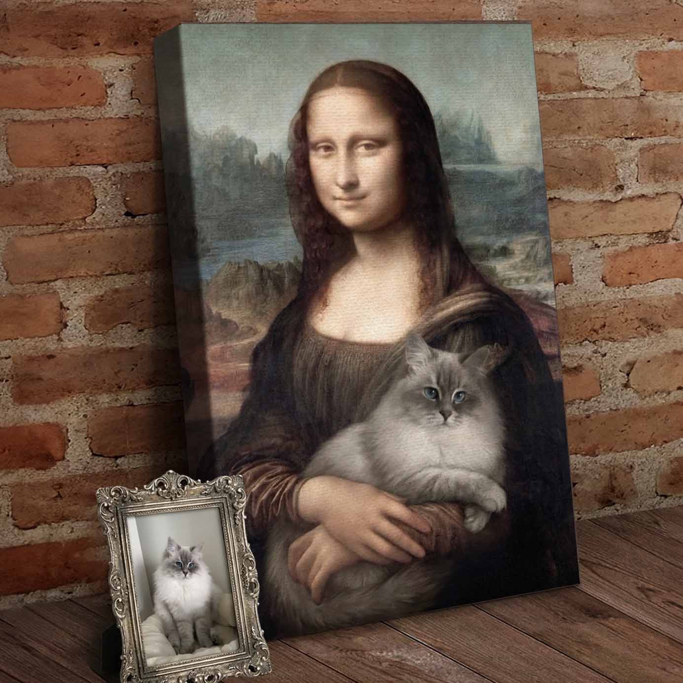 Mona Lisa And Your Pet Custom Canvas Poster