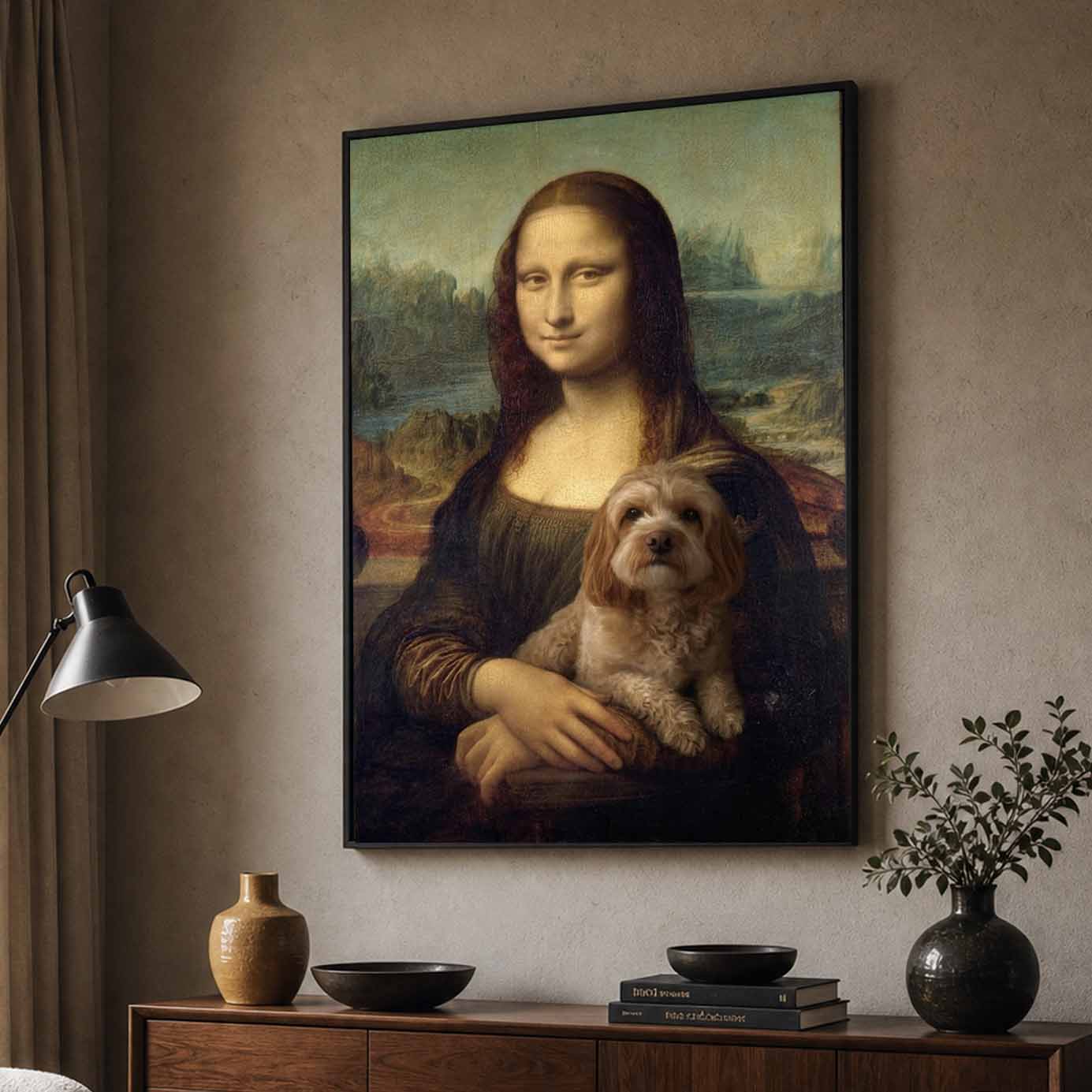 Mona Lisa And Your Pet Custom Canvas Poster