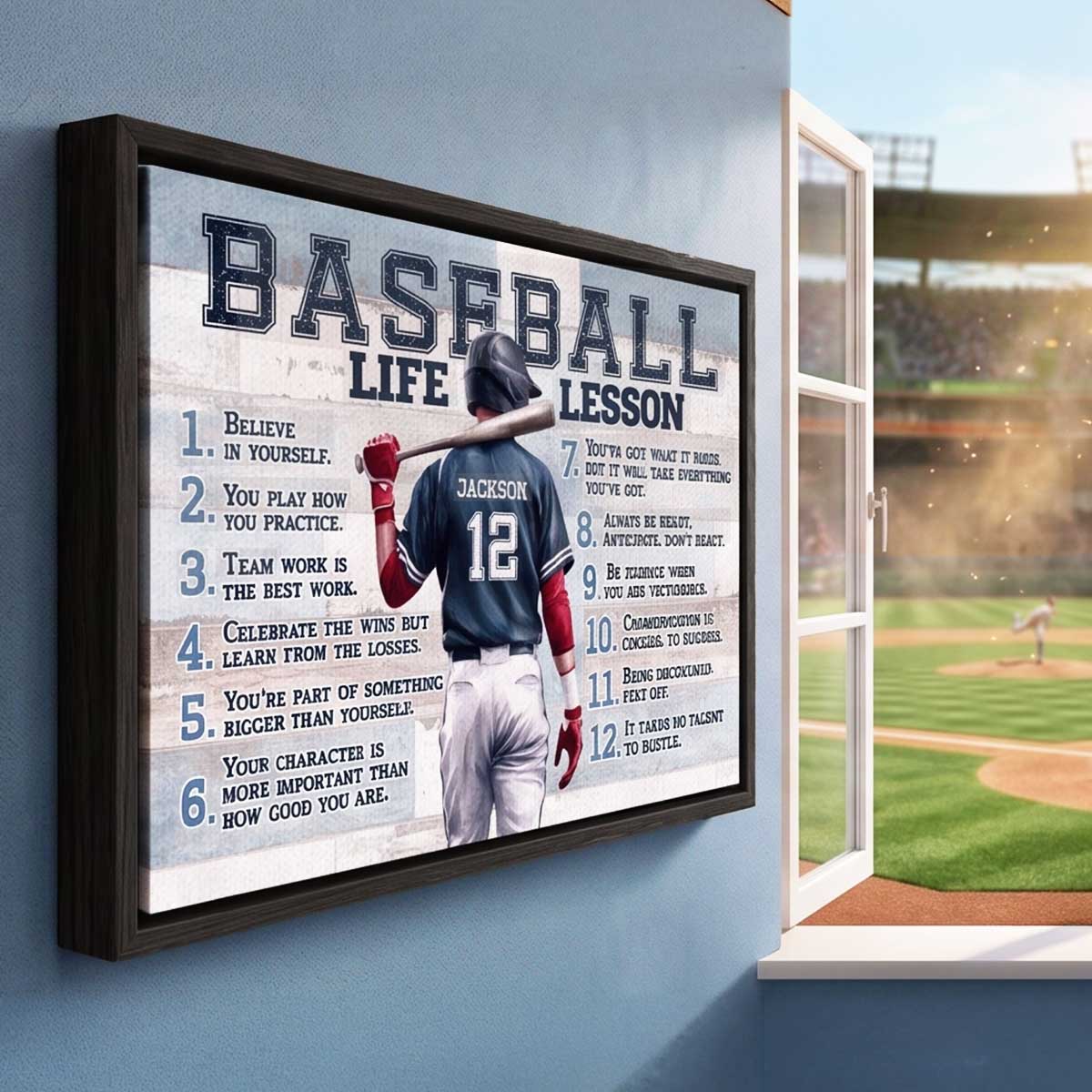 Baseball Life Lessons Personalized Canvas Sports Room