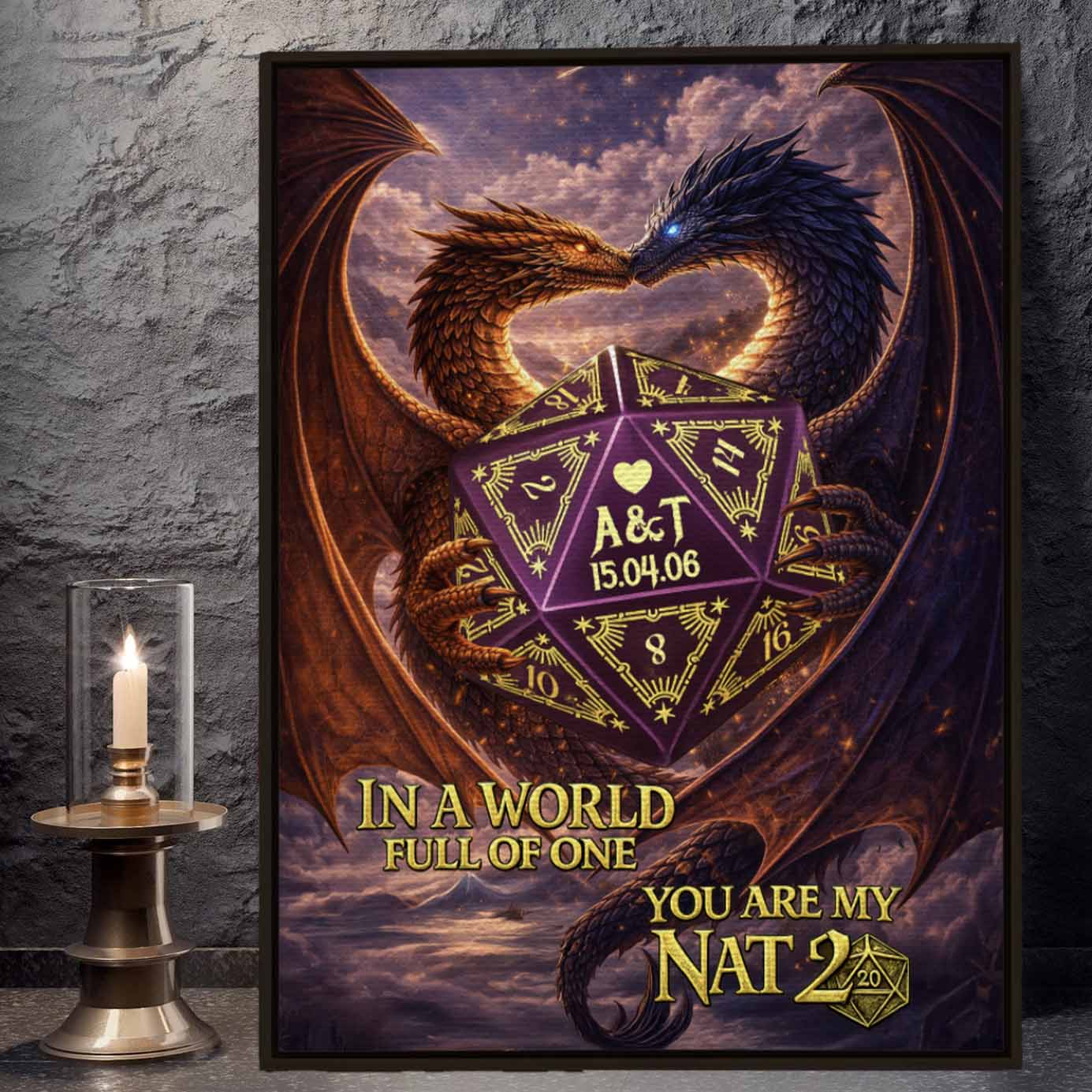 You Are My Nat20 Custom D&D Couple Canvas