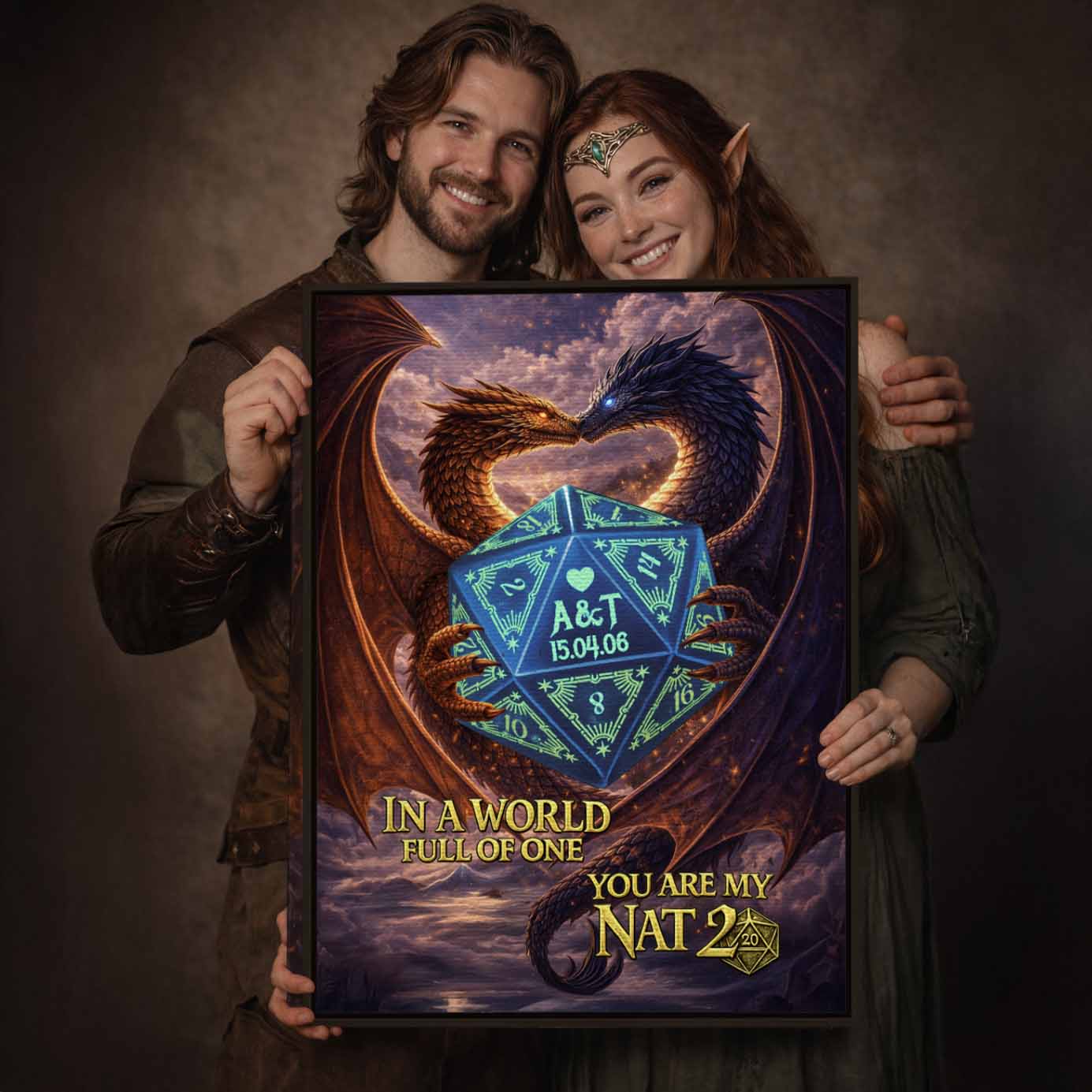 You Are My Nat20 Custom D&D Couple Canvas