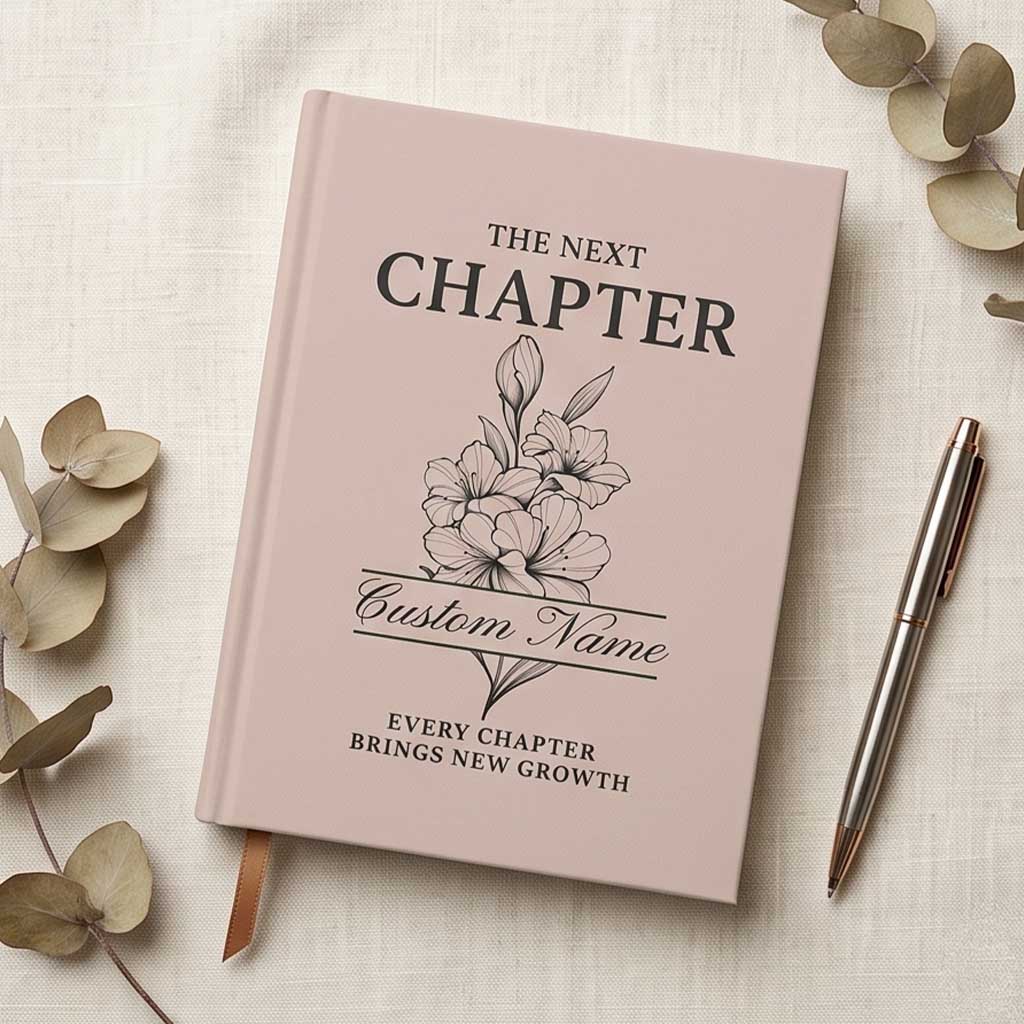 Custom Next Chapter Journal Birth Flower Graduation Gift