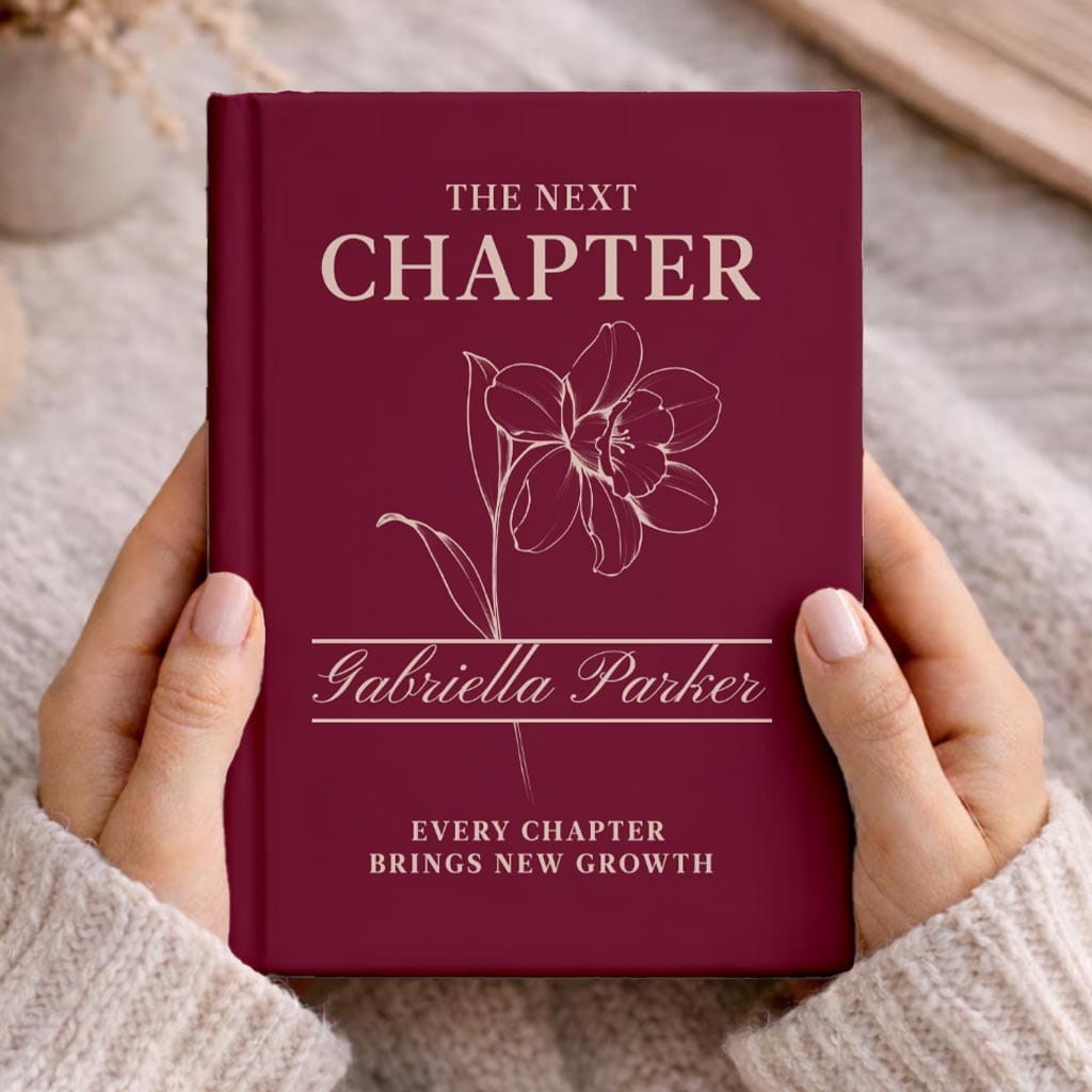 Custom Next Chapter Journal Birth Flower Graduation Gift