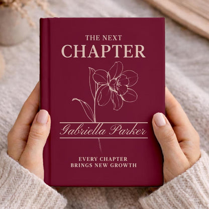Custom Next Chapter Journal Birth Flower Graduation Gift