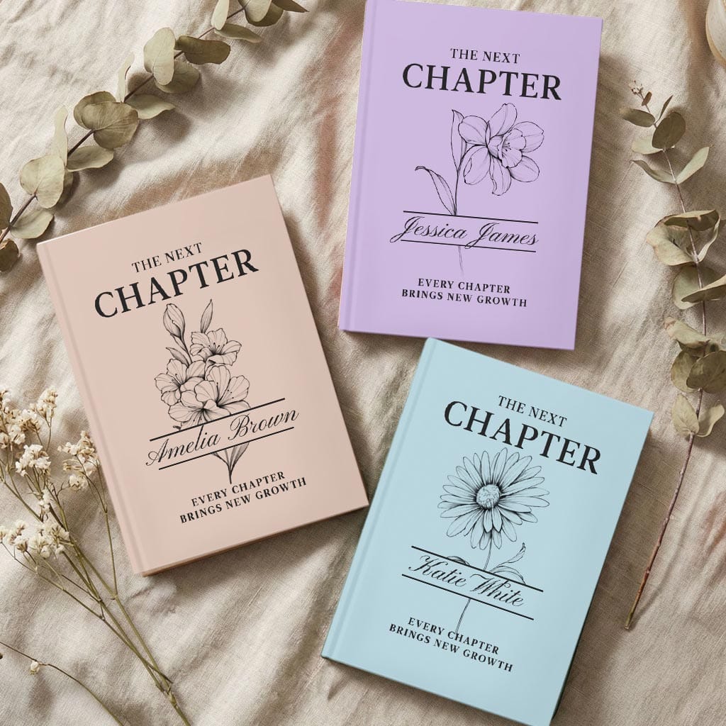 Custom Next Chapter Journal Birth Flower Graduation Gift