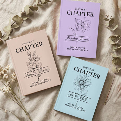 Custom Next Chapter Journal Birth Flower Graduation Gift