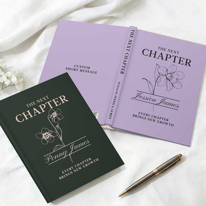 Custom Next Chapter Journal Birth Flower Graduation Gift