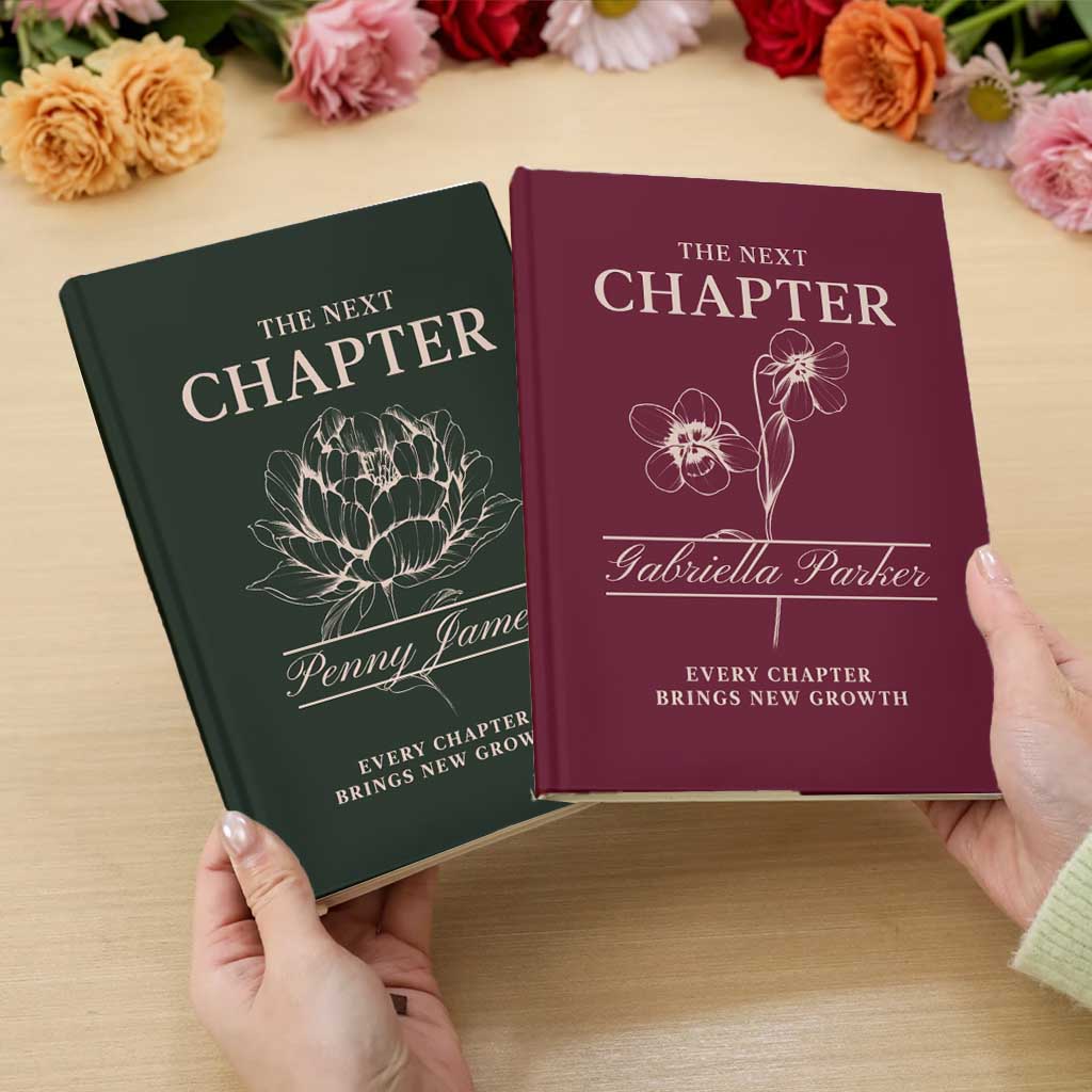 Custom Next Chapter Journal Birth Flower Graduation Gift