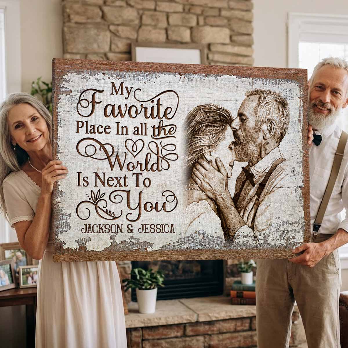 Next To You Custom Couple Portrait Canvas Poster