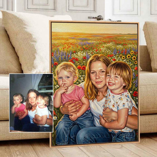 Custom Mom Photo To Painting Printed Canvas Gift
