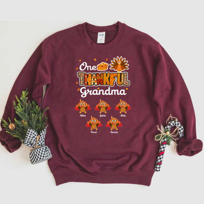 One Thankful Grandma Little Turkeys Personalized Sweatshirt