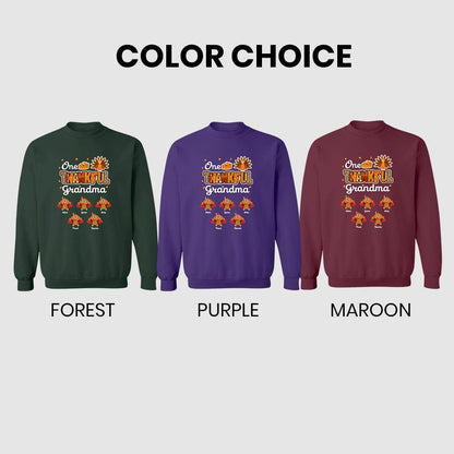 One Thankful Grandma Little Turkeys Personalized Sweatshirt