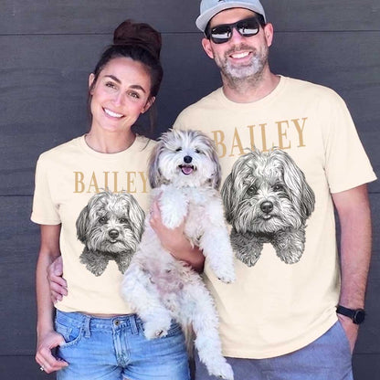 Custom Pet Portrait Vintage Art Heavyweight Shirt