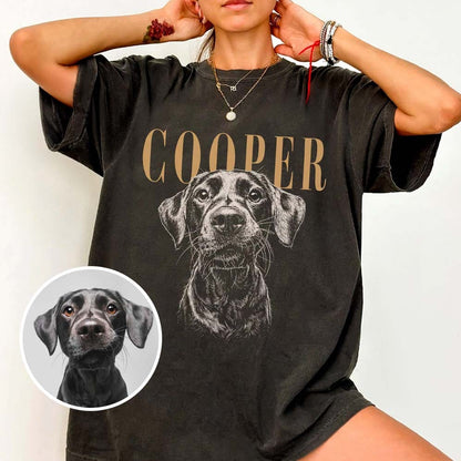 Custom Pet Portrait Vintage Art Heavyweight Shirt
